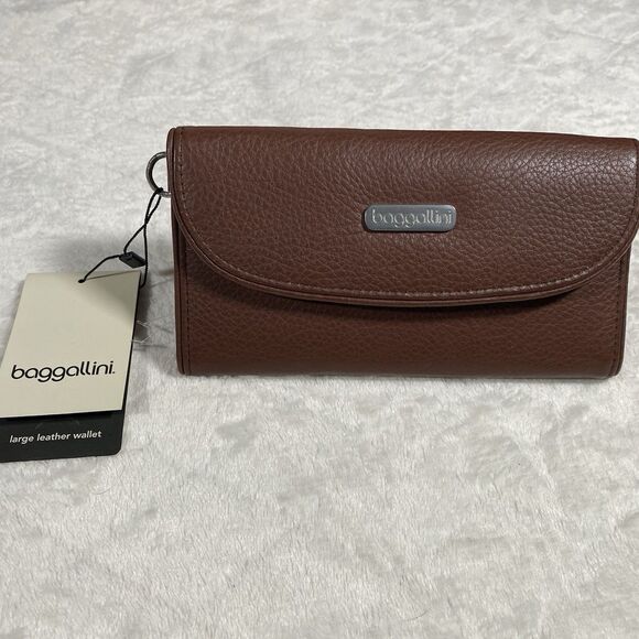 Baggallini Brown Pebbled Leather Wallet Wristlet NO STRAP Classic Brand New - Picture 1 of 5
